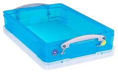 Really Useful Plastic Storage Box 4 Litre Transparent Bright Blue