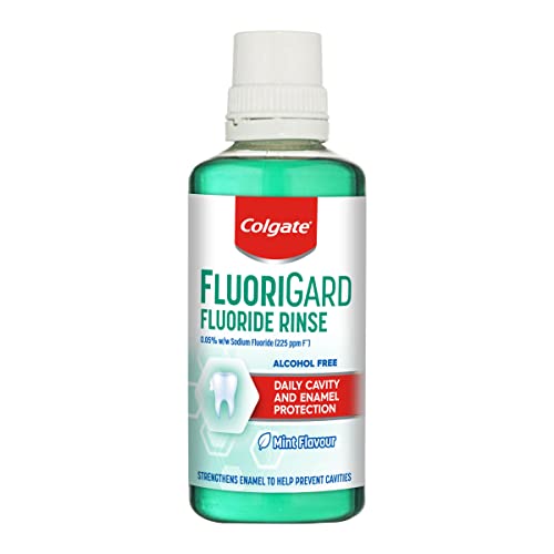 Colgate FluoriGard Daily Rinse Mouthwash 400ml (Alcohol-Free)  Clinically Proven Cavity Protection & Tooth Decay Prevention  Fluoride Formula for Strong, Healthy Teeth & Smiles.