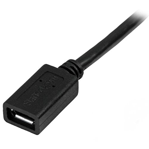 StarTech.com 0.5m 20in Micro-USB Extension Cable - M/F - Micro USB Male to Micro USB Female Cable (USBUBEXT50CM), Black