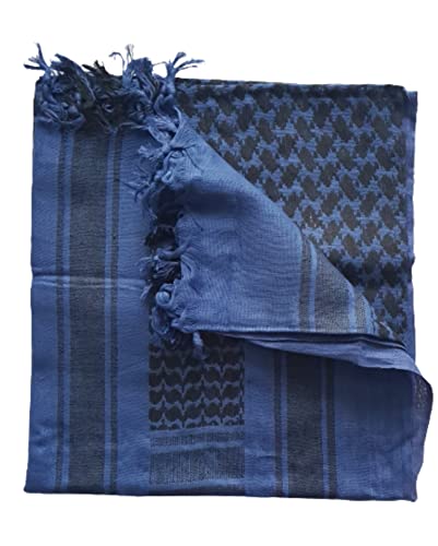 MILSPEC SURPLUS 100% Cotton Shemagh Scarf Arab Keffiyeh Army Military Tactical Sniper Veil Face Wrap SaS Headscarf Unisex Desert Shawl Hijab (Blue/Black)