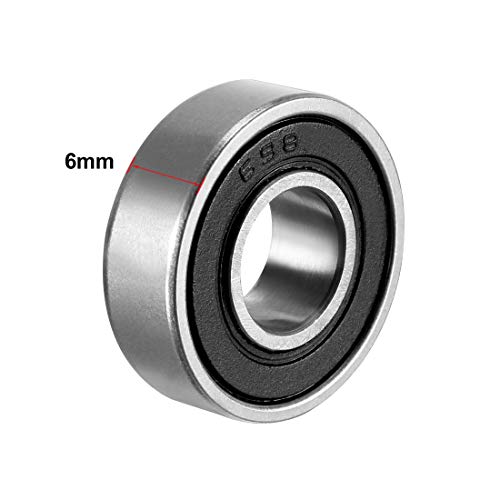 sourcing map 698-2RS Deep Groove Ball Bearing Double Sealed 1180098, 8mm x 19mm x 6mm Carbon Steel Bearings (Pack of 20)