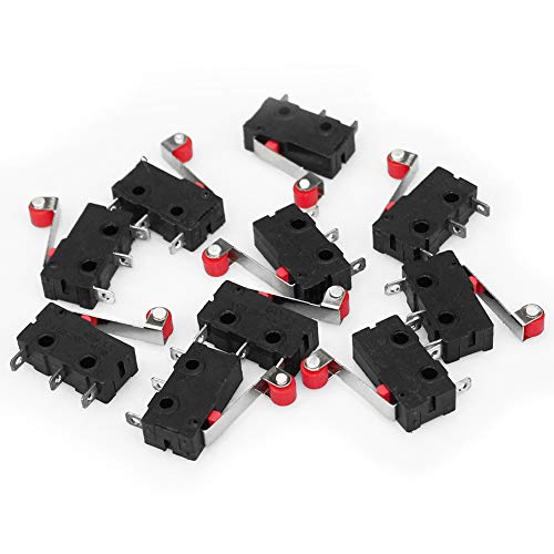 InduSKY 10Pcs Micro Limit Switch with Momentary Roller Lever Arm AC 250V 5A SPDT 1NO 1NC Snap Action Micro Switches