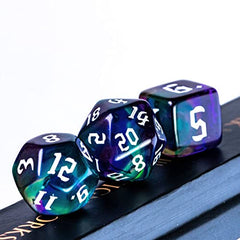 Cusdie 7Pcs/Set DND Dice Set D&D Polyhedral Dice for Dungeons and Dragons Role Playing Dice Games RPGs (4 Colors-Green/Purple/Blue/Yellow)