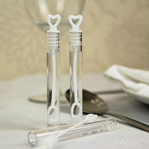 SHATCHI Heart Wand Filled Bubbles Tubes Bottles Wedding Table Decoration Party Favours Kids Bag Fillers, Clear, 24pcs