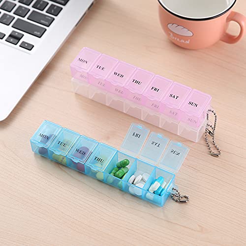 2 PCS Weekly Pill Organizer 7 Day Pill Box Organizer Medicine Box Tablet Dispenser Organiser Storage Case Portable Travel Pill Box Travel Medicine Organizer for Medication