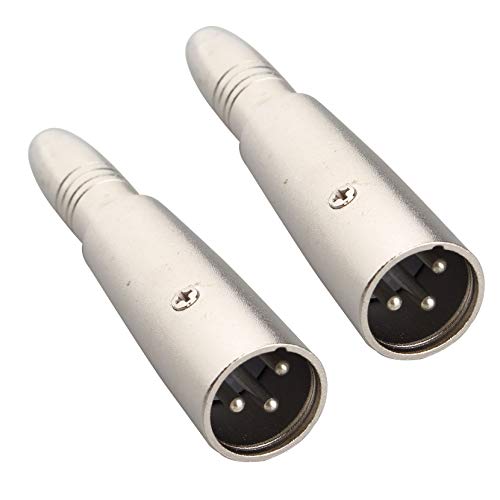 Jopto 2PCS XLR 3 Pin Male to 1/4 inches 6.35mm Female Jack Socket High Performance Stereo Audio Microphone Converter Metal Connector Silver for Use in the Music Industry Microphones DJ's PA System