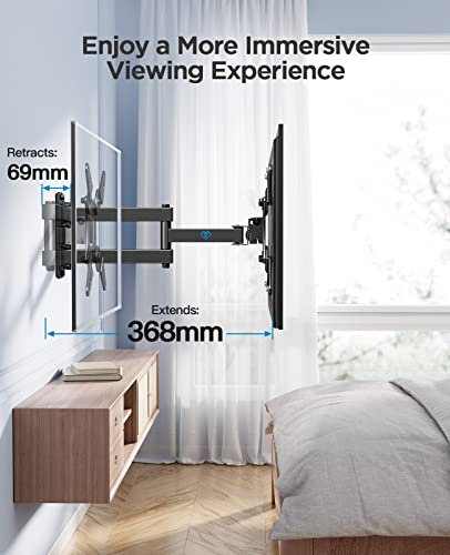 PERLESMITH TV Wall Bracket for 13-42 inch TVs, Swivels Tilts TV Wall Mount for Flat & Curved TV，VESA 75x75mm to 200x200mm up to 20kg