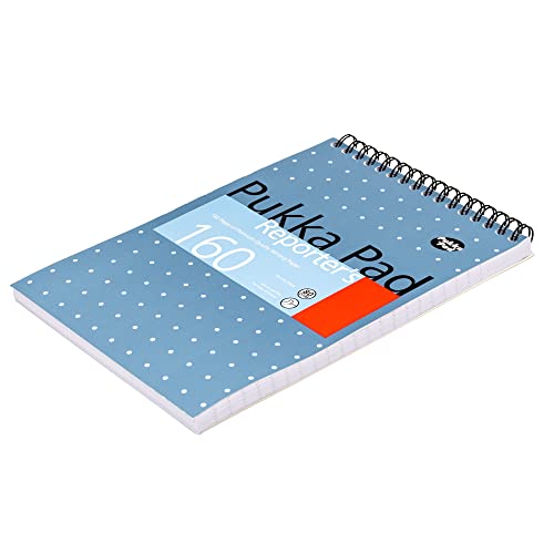 Pukka Pad, Reporter’s Pad 3 Pack for Home, School, and Office – 14 x 20.5cm – Wirebound, Head-Bound Notebook with 160 Pages of 80GSM Paper – Microperforated for Easy Removal – Blue