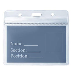 10 PCS Plastic Card Holder, Transparent Clear Horizontal Waterproof Name Tag Badge ID Card Holders ID Badge Card Plastic Wallets Pocket Holder Double Sided Badge Holders Lanyard Card Holder