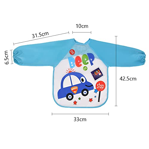 Vicloon Bibs with Sleeves, 4 Pcs Baby Waterproof Weaning Toddler Bib, Long Sleeve Bib Unisex Feeding Bibs Apron for Infant Toddler 6 Months to 3 Years Old