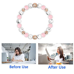 Anti Anxiety Bracelet, Pink Crystal and White Pine and Gold Spacer Beads Natural Stone Healing Stress Relief Handmade Bracelets Calming Bracelets Spiritual Bracelet for Women Good Sleep