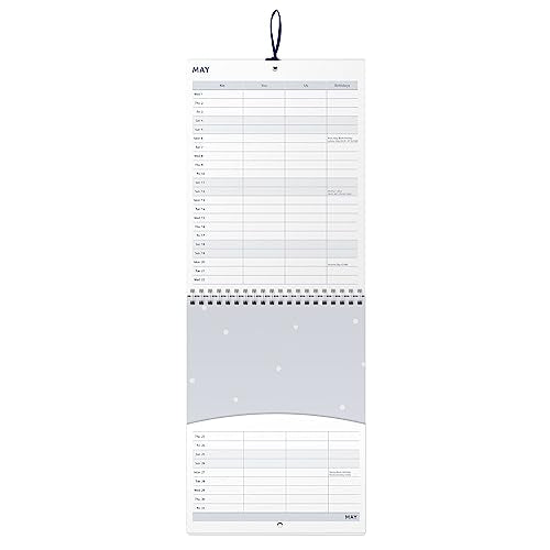 Busy B Couples Wall Calendar January to December 2024 – Terrazzo – Slim Year Planner for Two with Columns, Monthly Pockets & Stickers