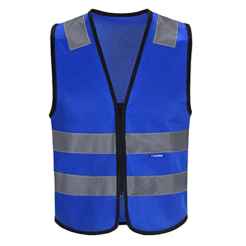 5 colors hi viz equestrian Adult High Visibility Hi Viz Vest Waistcoat Safety blue hi vis vest(XXS-XXL) (S, Blue)