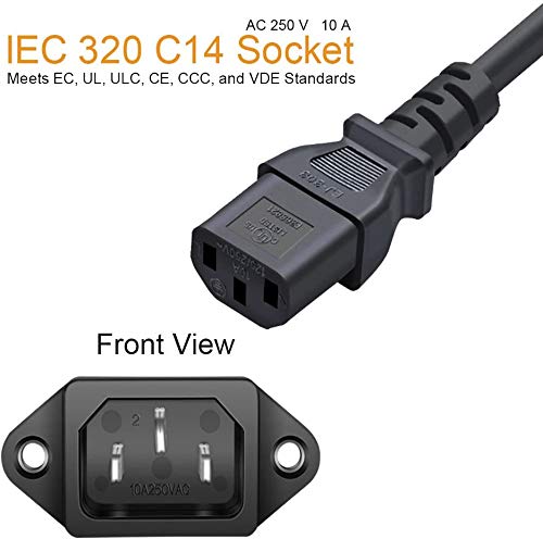 RUNCCI-YUN 10 Pack AC 250V 10A IEC 320 C14 Panel Mount Plug Adapter Power Connector Socket Black Screw Mount 3 Pins Inlet