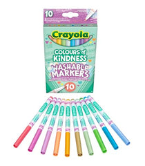 CRAYOLA Colours of Kindness Washable Fine Line Markers - Assorted Colours (Pack of 10)   Colours That Represent Good Feelings   Ideal for Kids Aged 3and