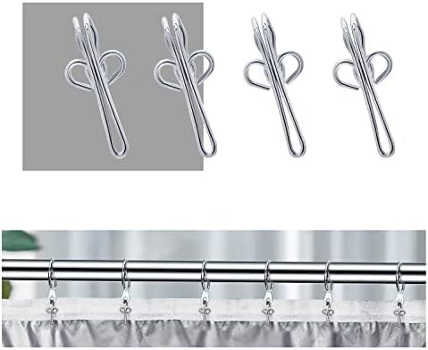 Curtain Hooks Metal Curtain Header Tape Drapery Hooks for curtains 2.9x1.2cm (50 Pack silver)…