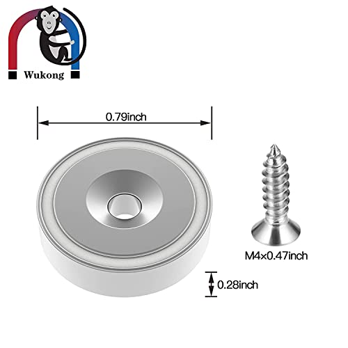 Wukong 6 Pieces Magnets, 20 X 7 mm Super Strong Neodymium Magnets with Hole Small Industrial Rare Earth Magnets with 6 Screws and Force 22 Lbs for Whiteboards Refrigerator Kitchen Workplace