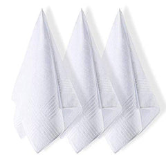 DUDU N GIRLIE Mens White Handkerchiefs Quality Cotton Gents Hankies - 12 Pack of Mans Handkerchieves Satin Border White 100% Soft Cotton Pocket Hanks