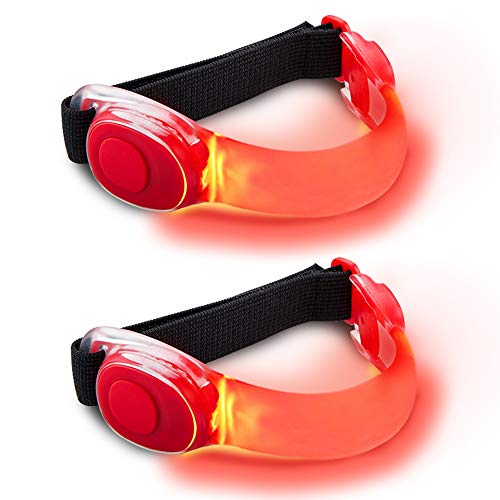 Tabiger LED Armband, 2 Set of Elastic LED Flashing Light Safety Night Sports Gear Bands for Adults and Children Outdoor Activities and Exercise, Running, Walking (Red)