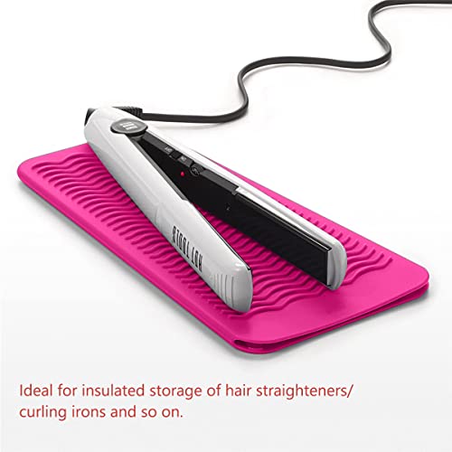 Heat Resistant Silicone Mat Pouch for Hair Straightener Flat Iron Curling Iron Hot Hair Tools for Home and Travel, Pink