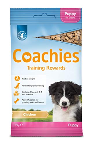 COACHIES Puppy Training Treats 75g, Chicken Flavour, Semi-Moist Low Calorie Dog Training Treat Reward, Soft & Healthy Treats, Perfect to use with Clicker Training, Suitable Puppy Treats from 8 weeks