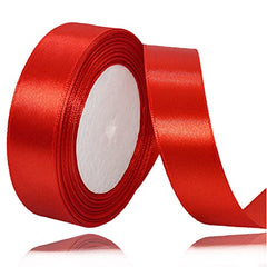 Red Ribbon 20mm, 23 Meters Satin Fabric Ribbons for Gift Wrapping, Crafting, Bows Making, Florist Bouquets, DIY Sewing Projects, Birthday, Baby Shower and Wedding Party Cake Decorations