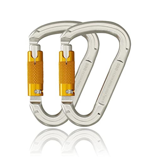 Climbing Carabiners Locking Carabiner Clip Auto-Lock Aluminum Carabiners Heavy Duty with Screwgate for Climbing, Rappelling, Hammocks, Mountaineer, Water Bottle (25KN)