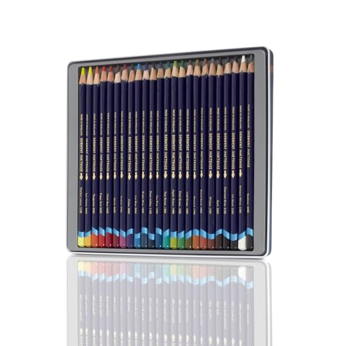 Derwent Inktense Permanent Watercolour Pencils, Set of 24 in a Tin, 4mm Premium Core, Water-Soluble, Ideal for Colouring, Painting and Crafting, Professional Quality (0700929),package may vary