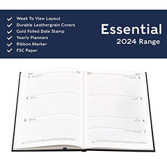 Collins Debden Collins Essential A5 Diary Week to View Planner 2024 - Eco Friendly, Recycled Paper and Fully Recyclable - Complete Planner 2024 Daily, Weekly, and Monthly View - (A5 Size, Navy Blue)