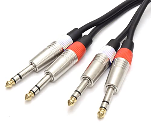 2 x 6.35mm 1/4 inches Stereo TRS Jack Balanced Twin Lead/Signal Audio Patch Cable 0.5m