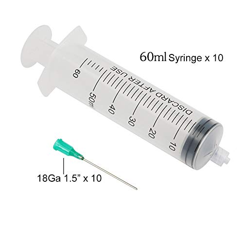 Shintop 60ml Syringes with 18G 1.5'' Blunt Tip Needles for Liquids, Oil or Glue Applicator (Pack of 10)