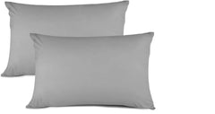 Rayyan Linen Silver Grey Pair of Pillowcases 100% Egyptian Cotton 200 Thread Counts, Pillow Cases 2 Pack 50 X 75 CM