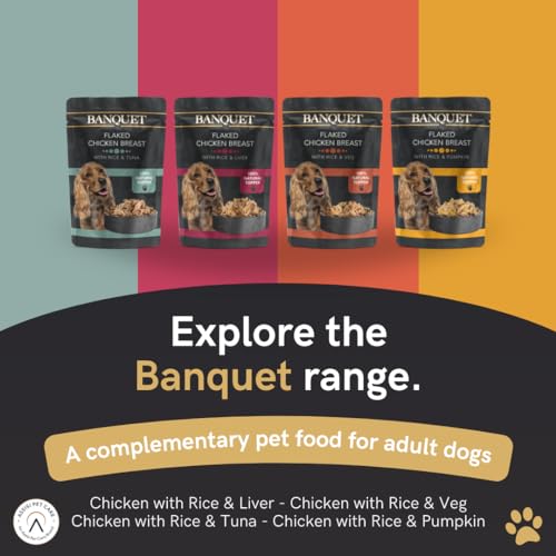 HiLife Banquet Adult Wet Dog Food, Flaked Chicken Breast with Rice & Tuna / Flaked Chicken Breast with Rice & Pumpkin, Made With 100% Natural Ingredients (30 Pouches x 100g)