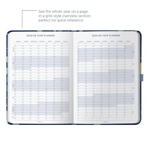 Busy B Mid Year Day a Page Diary August 2024 - August 2025. Terrazzo A5 Daily Planner with Pen Holder, Elastic Closure and Year Planner