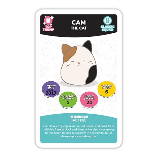 Top Trumps Squishmallows Specials Card Game, play with Cam the Cat, Leonard the Lion, Gordon the Shark, travel game, great educational gift for ages 6 plus