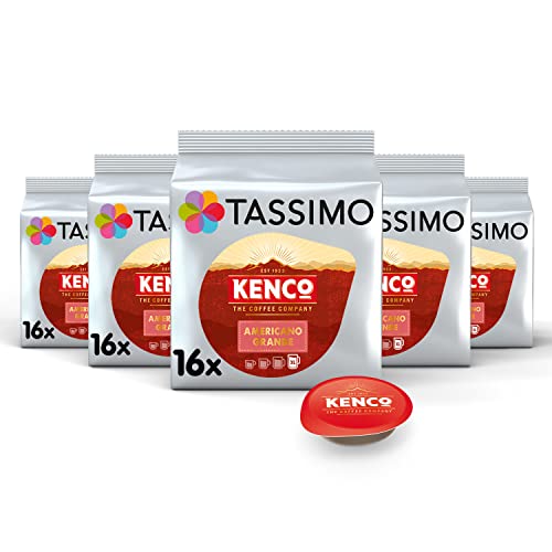 Tassimo Kenco Americano Grande XL Coffee Pods, 16 Count (Pack of 5), (Total 80 Drinks)