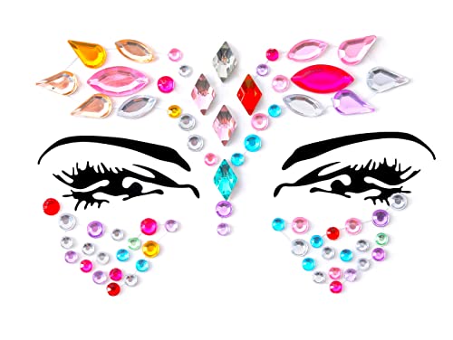 9 PCS Face Gems Adhesive Glitter Jewel Tattoo Sticker Festival Gems Rave Party Body Make Up Z9ZAKMIXA Multi-colored