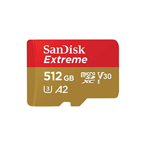 SanDisk 512GB Extreme microSDXC card and SD adapter and RescuePRO Deluxe, up to 190MB/s, with A2 App Performance, UHS-I, Class 10, U3, V30, Black