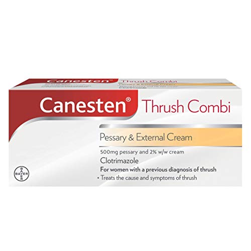 Canesten Thrush Combi Pessary & External Cream for Thrush Treatment   Clotrimazole   Two-Step Complete Relief Thrush Treatment