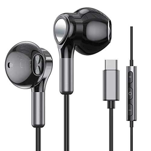 USB C Headphones for Samsung Galaxy S23 Ultra S22 S21 FE S20 A53 A54 USB C Earphones with Microphone In-Ear Headphones Wired Earbuds USB Type C Earphones for iPad Pro 2022 iPad Air 5/4/Mini 6, Pixel 7