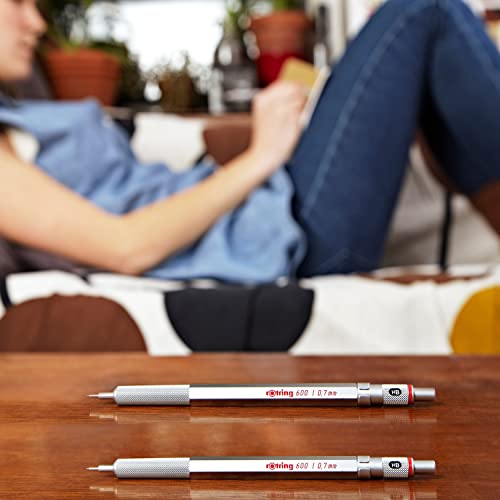 rOtring 600 Mechanical Pencil   0.7 mm   Silver All-Metal Body Propelling Pencil   Non-Slip Knurled Grip & Hexagonal Barrel