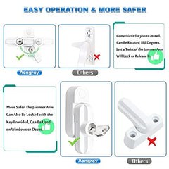 Window Sash Jammer Locks Set 2 PCS Window Locks and Door Jammer Upvc Sash Jammer for Home Security uPVC Windows and Doors White Zinc Cast Alloy