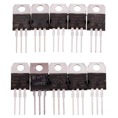 BOJACK 10 Values 50 Pcs LM317 L7805 L7806 L7808 L7809 L7810 L7812 L7815 L7818 L7824 TO-220 Package High Current Positive Voltage Regulator Assortment Kit