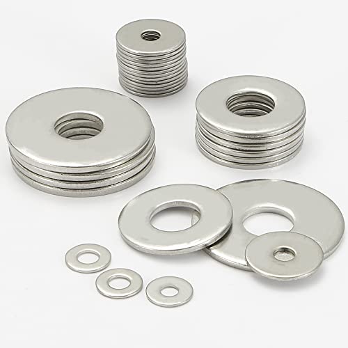 M12 Washers, M12 x 40mm Metal Flat Penny Washers Thickness 2.5mm- A2 304 Stainless Steel Washers (5 Pack),AMLOOPH Large OD Plain Wide Metal Washers, Round Flat Spacer Repair Washer For Screws Bolts