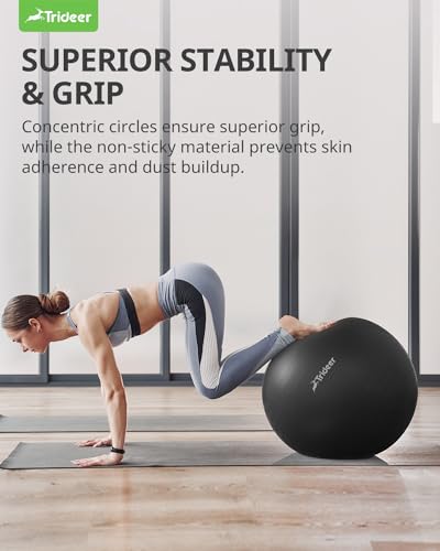 Trideer Exercise Ball Yoga Ball, 5 Sizes Pregnancy Ball for Maternity, Balance, Stability, Fitness, Anti-Burst Birthing Ball & Heavy Duty Office Ball Chair, Gym Ball with Quick Pump