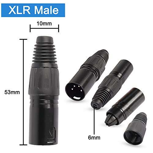 XMSJSIY 4 Pin XLR Male Plugs Connectors, 4 Pin XLR-M Plug Audio Mic Microphone Connector,XLR Cable Ends Solder Type Replacement M-Plug Audio Socket-4PCS