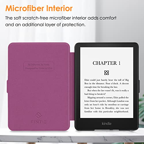 FINTIE Slimshell Case for 6.8 inches Kindle Paperwhite (11th Generation-2021) and Kindle Paperwhite Signature Edition - Premium Lightweight PU Leather Cover with Auto Sleep/Wake, (Plum)