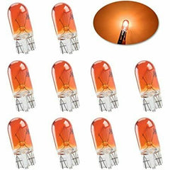 10 x 501 AMBER CAPLESS SIDE LIGHT/INDICATOR BULB 12V 5w W2.1/9.5D 10mm