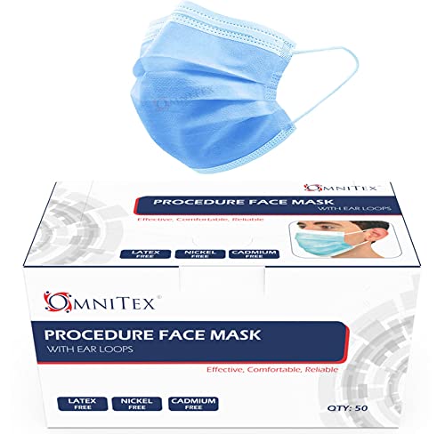 British Brand   Omnitex 3ply Premium Type IIR Disposable Surgical Face Mask   EN14683:2019   98% Filtration, Fluid Resistant, Medical Face Mask 2R with Ear Loops - Pack of 50