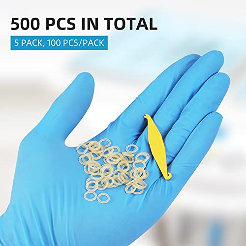 Annhua 500pcs Dental Orthodontic Elastics Rubber Bands with 5 Pcs Placers, Good for Braces, Teeth Gap,Crooked Teeth, etc (Chipmunk 1/8 inches 4.5OZ)